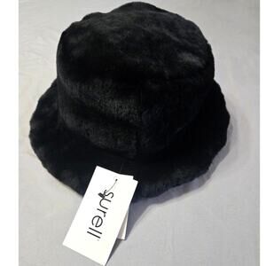 Surell Black Sheepskin Fur Bucket Hat